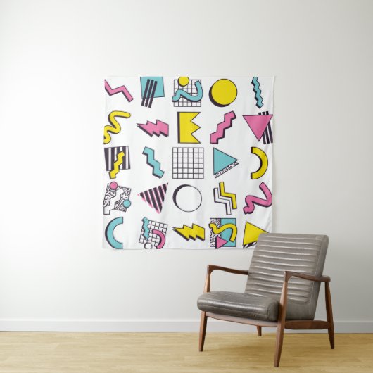 Designelemente für 90er-Pop-Memphis Wandteppich (Beispiel (Horizontal))