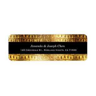 Designer Alligator Crocodile Skin Shiny Gold Black