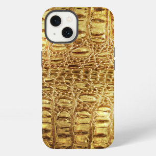 Designer Alligator Crocodile Skin Shiny Gold iPhone 13 Hülle