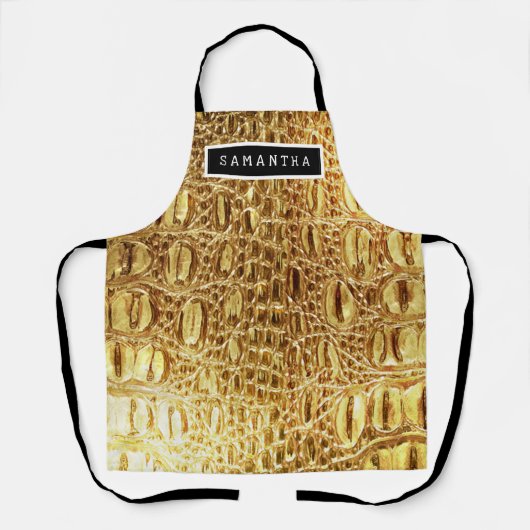 Designer Alligator Crocodile Skin Shiny Gold Schürze (Vorderseite)