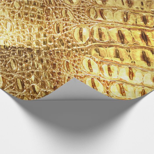 Designer-Alligatorkrokodil-Haut-glänzendes Gold Geschenkpapier (Ecke)