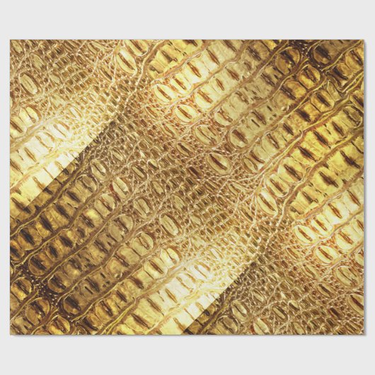 Designer-Alligatorkrokodil-Haut-glänzendes Gold Geschenkpapier (Flach)