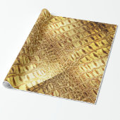 Designer-Alligatorkrokodil-Haut-glänzendes Gold Geschenkpapier (Ungerollt)
