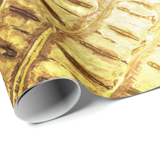 Designer-Alligatorkrokodil-Haut-glänzendes Gold Geschenkpapier (Rolleneckpunkt)