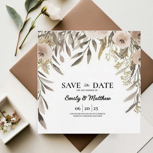 Designer Aquarell-Blume Save the Date
