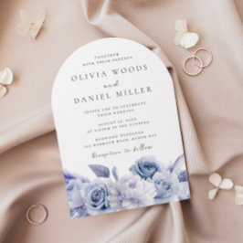 Designer Arch Dusty Blue Floral Wedding Einladung