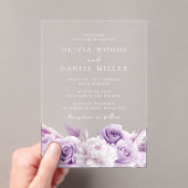 Designer Arch Lila & White Floral Wedding Acryleinladungen (Insitu (Handheld))