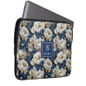 Designer Blaue Blumen Chic Laptop Hülle Case (Vorne Rechts)