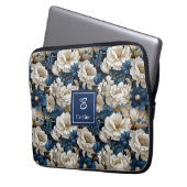 Designer Blaue Blumen Chic Laptop Hülle Case (Vorderseite Links)