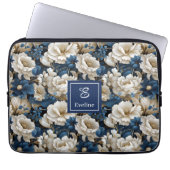 Designer Blaue Blumen Chic Laptop Hülle Case (Vorderseite)