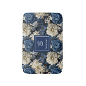 Designer Blaue Blumen Personalisierte Badematte (Vorderseite Vertikal)