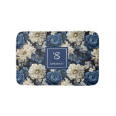 Designer Blaue Blumen Personalisierte Badematte (Vorderseite)