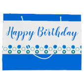 Designer Blue Polka-Dot Birthday Große Geschenktüte (Rückseite)
