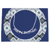 Designer Blue und Aquamarin Happy Birthday Geschen Große Geschenktüte (Vorderseite)