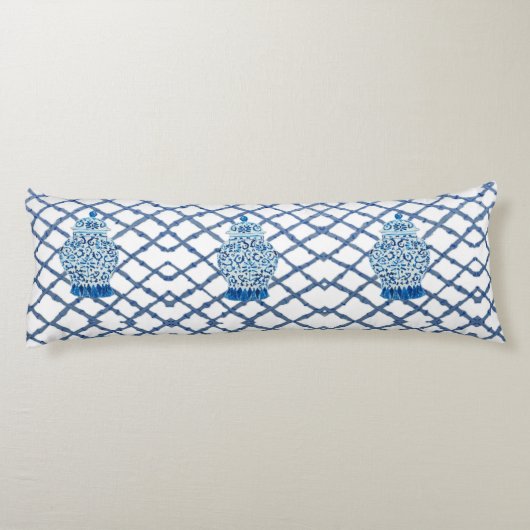 Designer Blue White Ginger Jar Jars  Seitenschläferkissen (Rückseite)