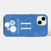 Designer Blueprint Style Custom Monogram | Name iPhone Hülle (Rückseite (Horizontal))