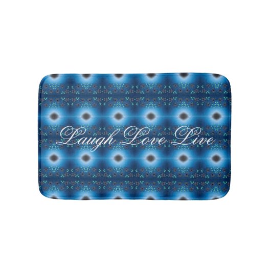 Designer-Blumenmatte in Blau und Schwarz Badematte (Vorderseite)