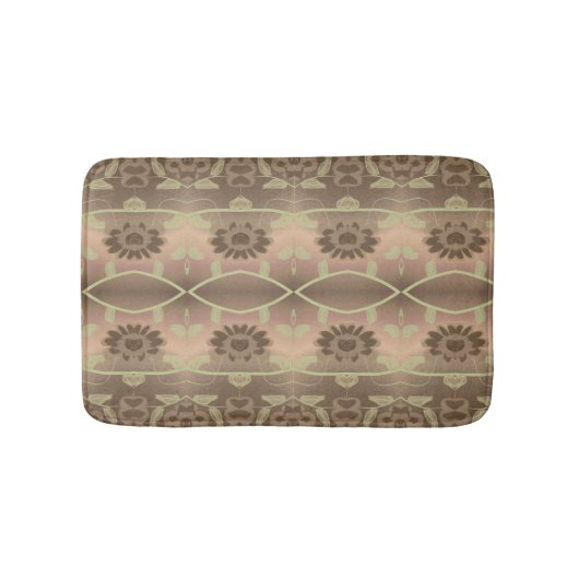Designer-Blumenmatte mit weichem Braun und Pfirsic Badematte (Vorderseite)