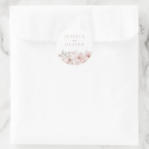Designer Blush Bloral All Seasons Wedding Runder Aufkleber