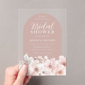 Designer Blush Bloral Dusty Pink Brautparty Acryleinladungen (Insitu (Handheld))