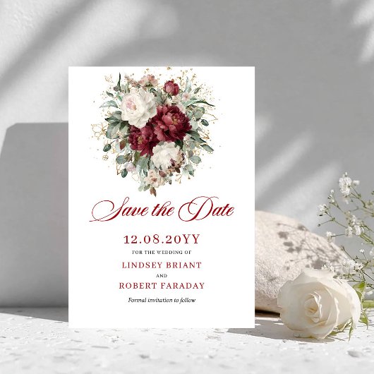 Designer Blush Burgund Gold Save The Date