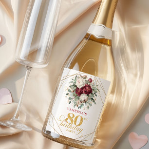 Designer Blush Burgunder 80. Geburtstag Champagner Schaumweinetikett