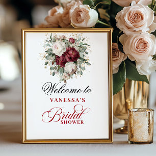 Designer Blush Burgundy Brautparty Willkommensschi Poster
