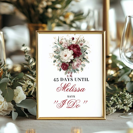 Designer Blush Burgundy Dais Until I Do Schild