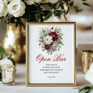 Designer Blush Burgundy Open Bar Tischschild Poster