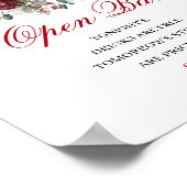 Designer Blush Burgundy Open Bar Tischschild Poster (Ecke)