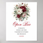 Designer Blush Burgundy Open Bar Tischschild Poster (Vorne)