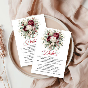 Designer Boheme Burgunder Florales Grün Gold Begleitkarte