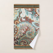 Designer Brocade in Braun, Aquamarin und Gold Badhandtuch Set (Handtuch)