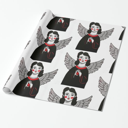 Designer Christmas Angel Muster Wrapping Paper Geschenkpapier (Ungerollt)
