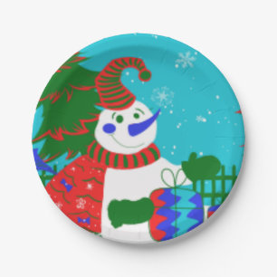 Designer Christmas Paper Party Teller - Snowman