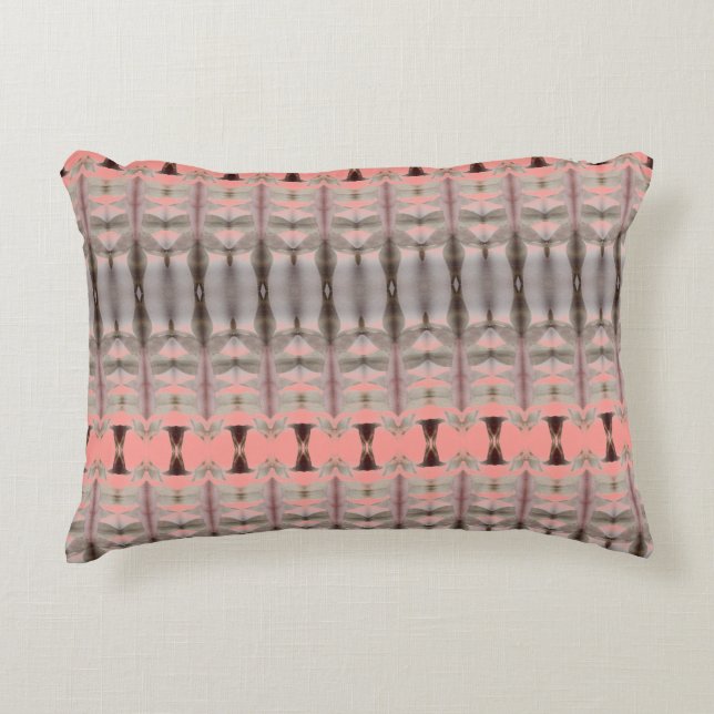 Designer Coral und Grau Gemustert Dekokissen (Vorderseite)