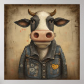 Designer Dairy Vest - Funny Cow in einem Kostüm Poster (Vorne)