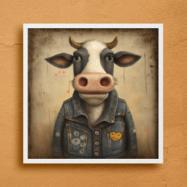 Designer Dairy Vest - Funny Cow in einem Kostüm Poster