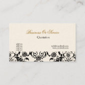Designer-Damast-Muster-Vintager Spitze-Stuhl Visitenkarte (Rückseite)