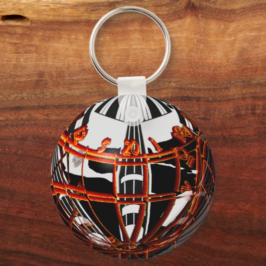 Designer Dartboard Globus und 3 Darts Schlüsselanhänger (Rückseite)