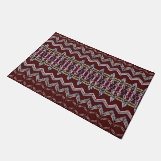 Designer Door Mat in Burgund Fußmatte (Schrägansicht)