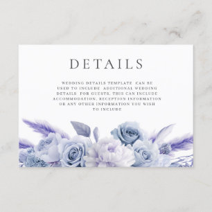 Designer Dusty Blue Blumen Hochzeitsdetails Begleitkarte