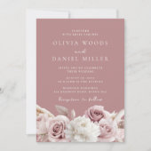 Designer Dusty Rose Blush Floral Wedding Einladung (Vorderseite)