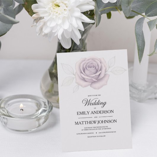 Designer Elegante Lila Rose Hochzeit Einladung