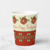 Designer Erntedank Orange Floral Pappbecher (Links)