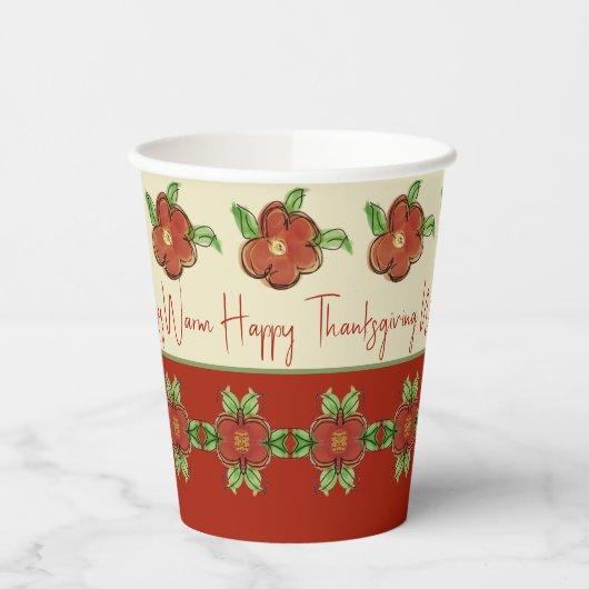 Designer Erntedank Orange Floral Pappbecher (Links)