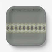 Designer Floral Accented Gray Square Pappteller (Vorderseite)