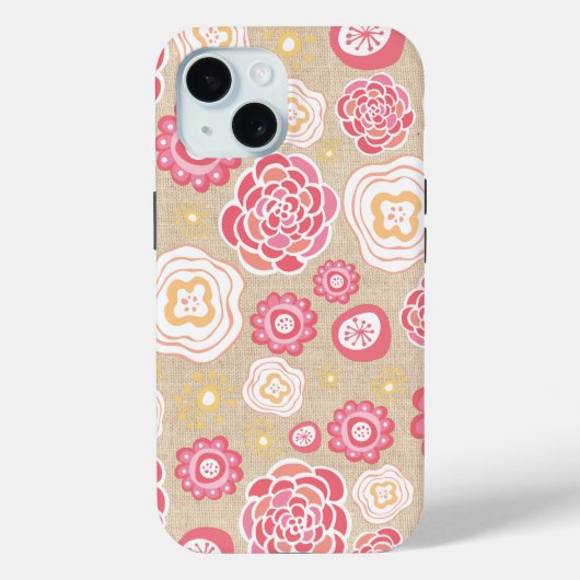 Designer Floral Muster Apple iPhone 15 Cover Fall (Rückseite)