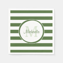 Designer Forest Green Stripes Muster Party Name