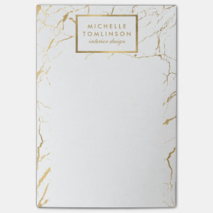 Designer für weißes und goldenes Marmor Post-it Klebezettel